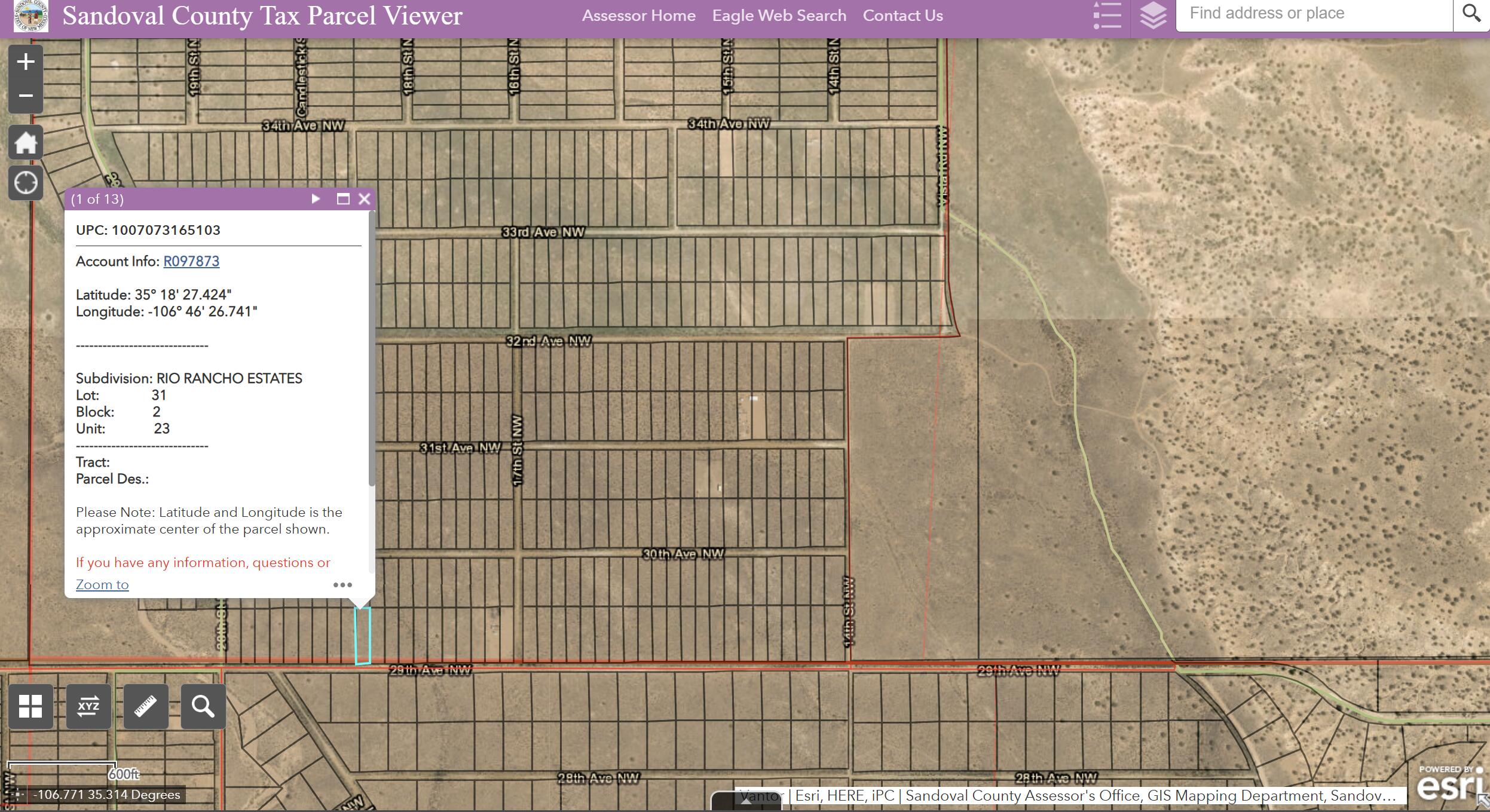  29th (U23 B2 L31) Avenue NW, Rio Rancho, NM 87144